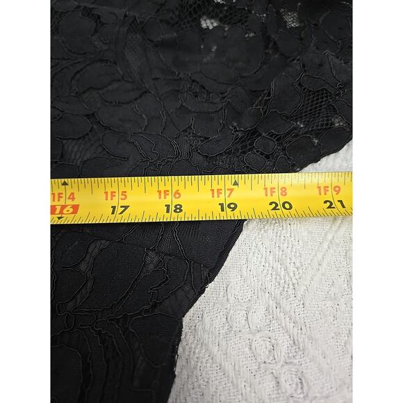 MSLG Little Black Dress Sz 12 Black Stretch Lace Floral Evening Holiday READ - Picture 4 of 6